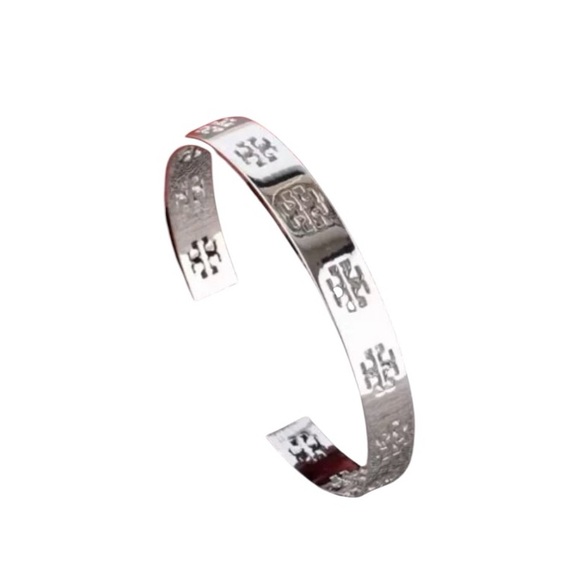 NEW Tory Burch Silver Pierced T Cuff Bracelet - Picture 9 of 9